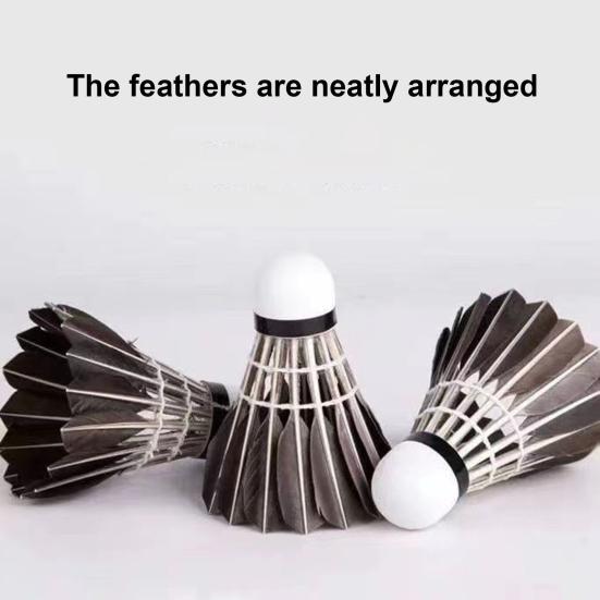 3/6/12Pcs Badminton Shuttlecocks Birdies Feather Shuttlecocks Black Duck Feather Badminton Balls for Indoor Outdoor Sports Training