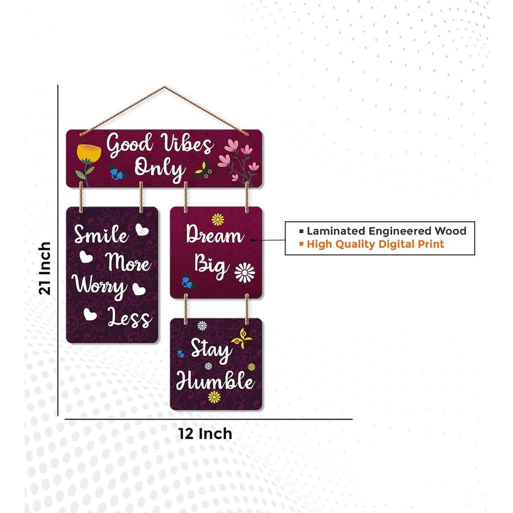 Decorative Wall Art Mdf Wooden Hanger For Living Room | Good Vibes Only | Bedroom | Home Decor | Office | Gift  | Wall Hanging For House Decoration