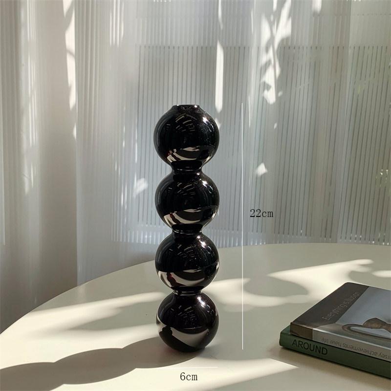 Nordic Black Glass Candle Holder: Luxurious Home Decor for Living Room Desktop