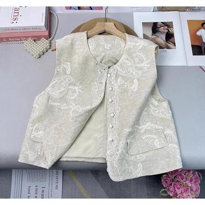 Embroidered Crochet Vest Women's New Beaded Single-breasted Versatile Top