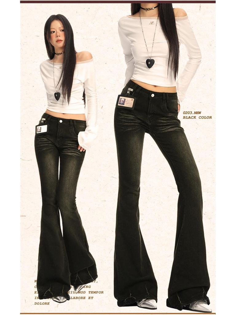 2025 Herbst Retro Distressed Stretch Schlagjeans