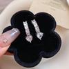 Silver Needle Zirconia Heart-Shaped Geometric Stud Earrings - Elegant and Fashionable Jewelry for Women