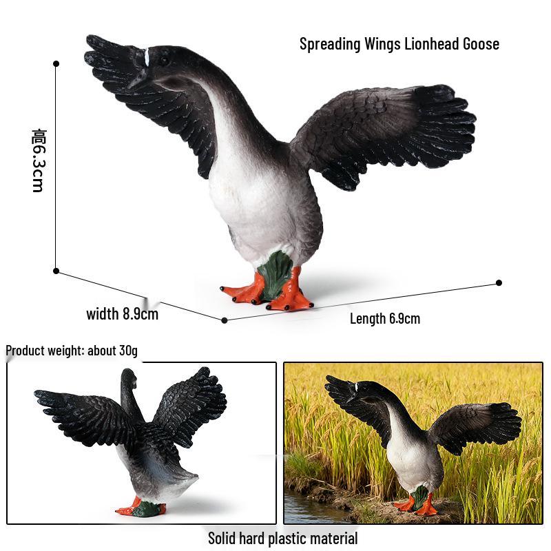 Realistic Farm Animal Models: Big Yellow Duck, Rooster, Turkey, Goose, and Swan
