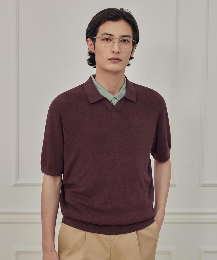THEKNITCOMPANY Reese'S Silk Polo Shirt - Brown Carafe