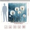 1pc Dandelions in Blue Breeze Shower Curtain - 5 Dandelions, Seed Dispersal, Abstract Blue Background, 70.8x70.8", 12 Hooks