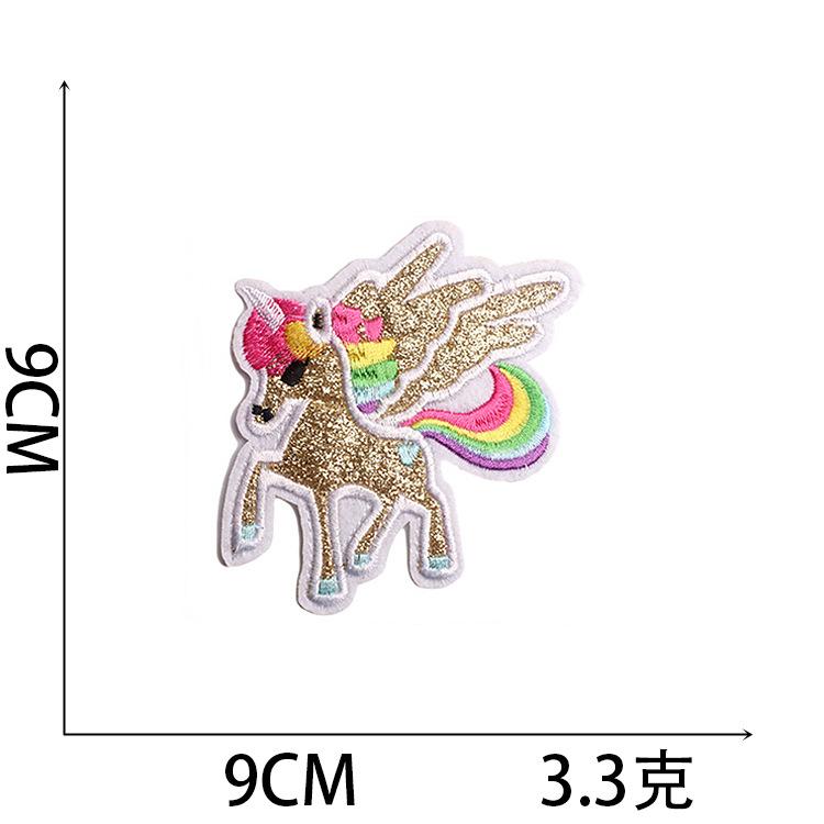 Hot-Selling Unicorn Embroidery Cloth Sticker Cartoon Sequined Pony Patch Sticker Computer Embroidery Label Ironing Stamp