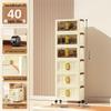40-60cm Wide Transparent Foldable Double Door Floor Storage Cabinet with Multiple Layers