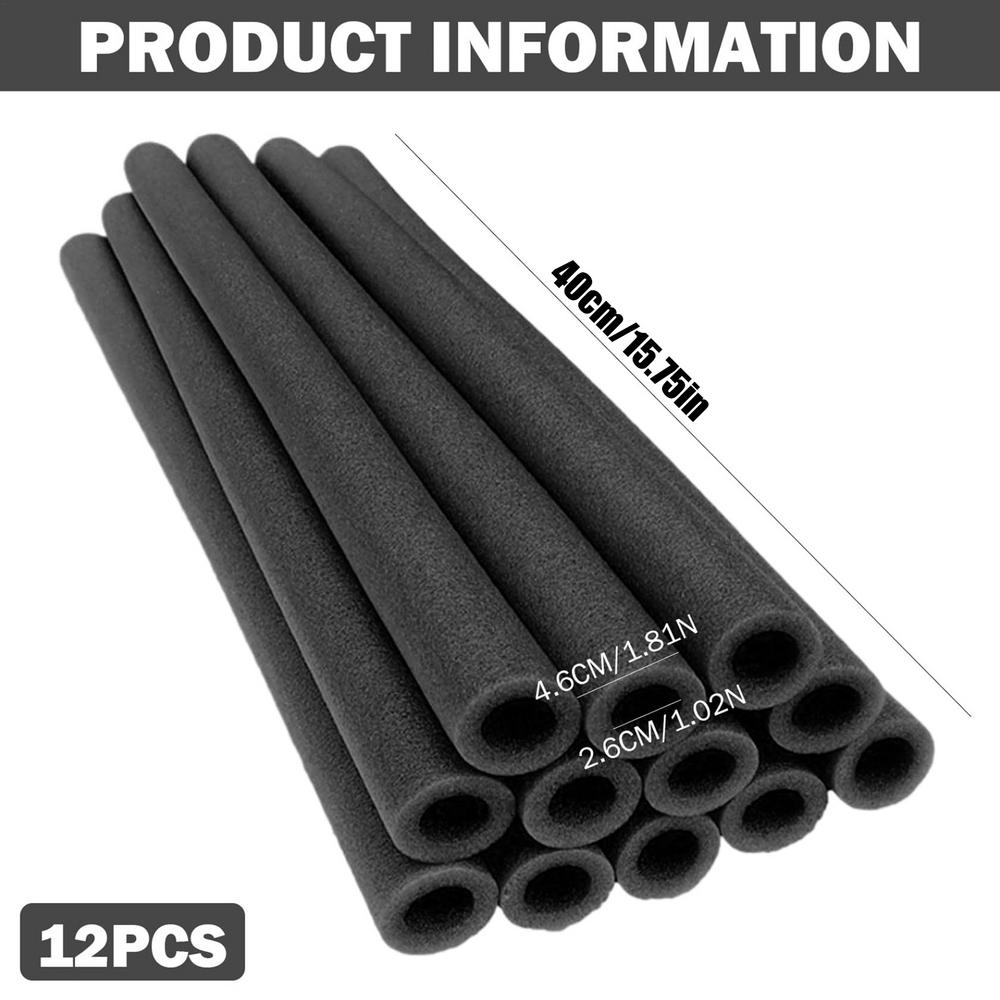 Replacement Trampoline Poles 12 pieces 40cm Round Tube Trampoline Foam Cover Waterproof Tube Padding Replacement Part for Indoor