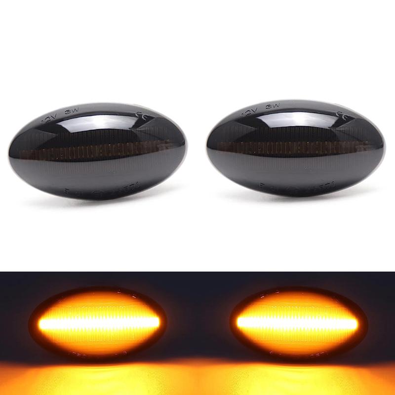 

For Mini Cooper R50 R52 R53 Clear & Smoked Lens LED Side Marker Lamp Fender Turn Signal Dynamic Amber Lights