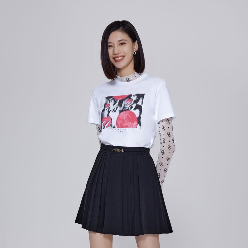 

Obeg New Simple Fashion Cotton Print Short Sleeve White 160/S/36