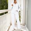 Women's V-Neck Color Loose Fit Long Sleeve Hooded Set with Pockets