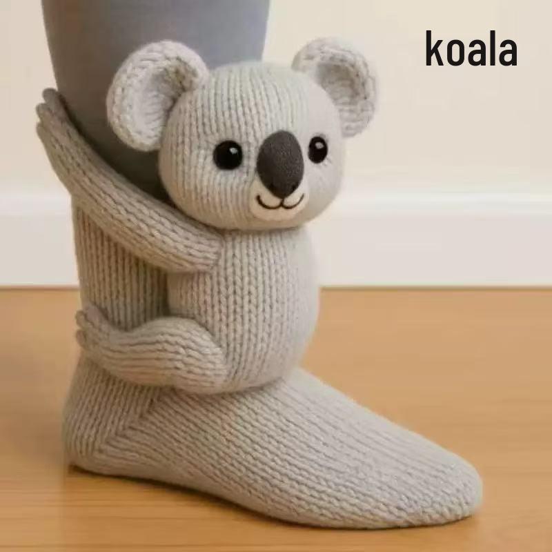 Gosedjur Virkade Strumpor: Varma Stickade Golvsockor för Män & Kvinnor