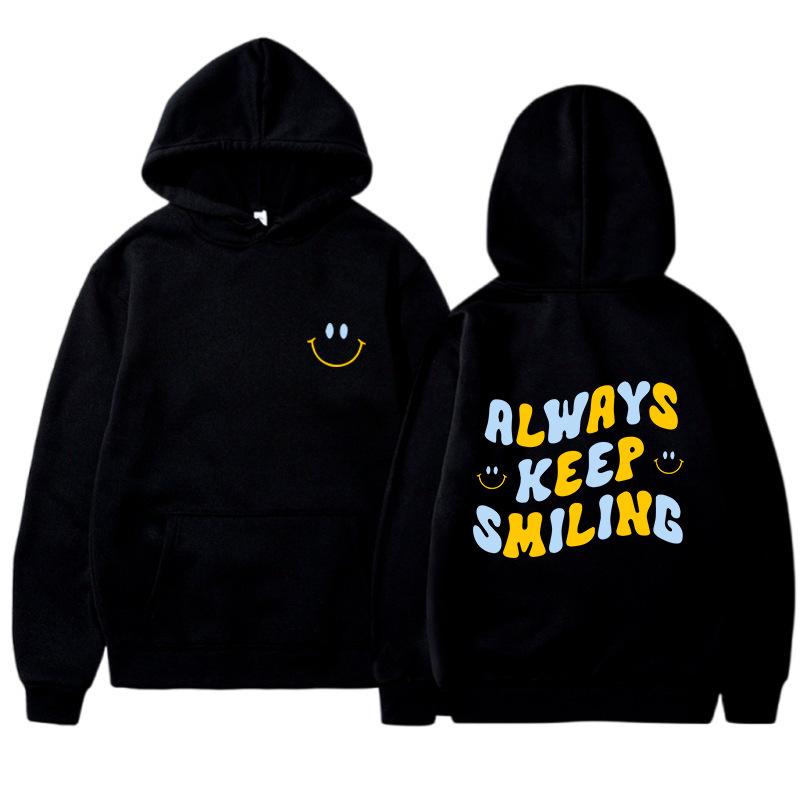 New Loose Large Size Sweater Letter Comfort Top Women's Color Pattern Printed Rope Hood