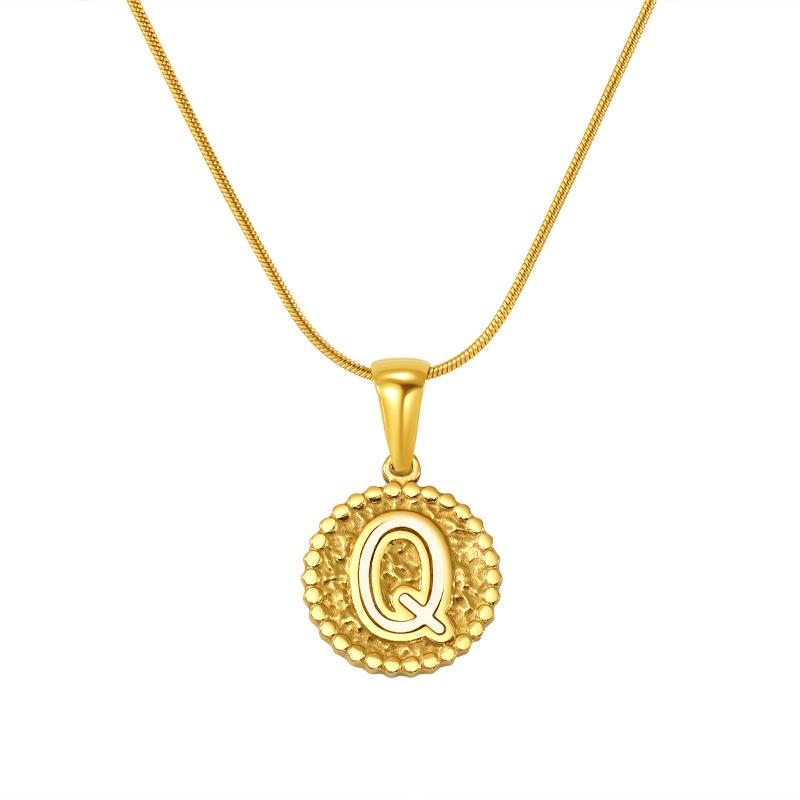 European and American Stainless Steel Letter Necklace for Women - Versatile Titanium Steel Hammered Pendant Jewelry Fashion