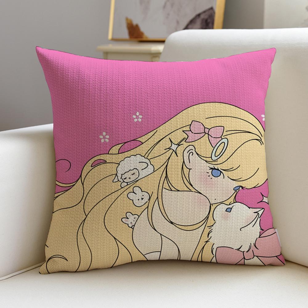 Pretty Ccute girlsS Cushion Cover Breathable and skinfriendly linen pillowcase square removable and washable cushion