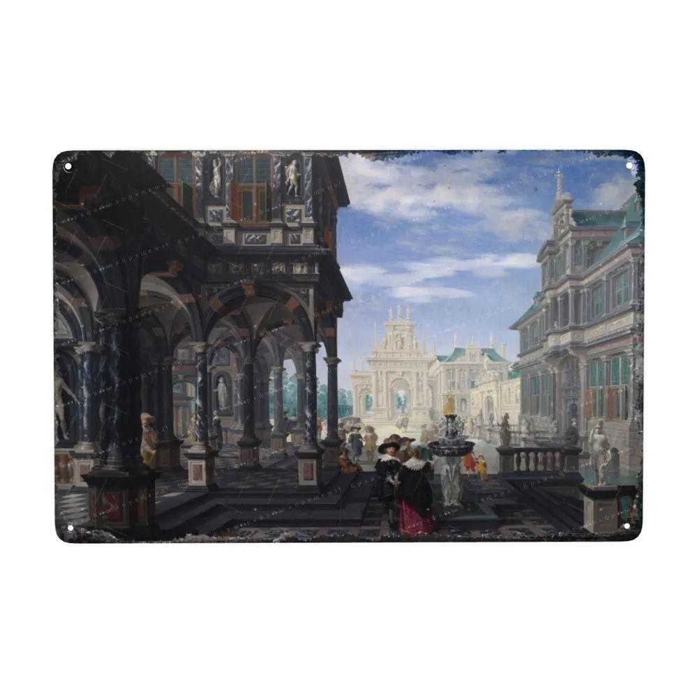 Oil Painting Style Retro Characters Landscapes Metal Tin Sign Wall Poster