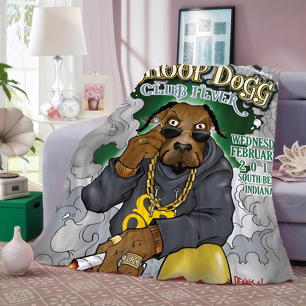 Rapper S-Snoop Dogg Throw Lightweight 240g Flannel Blanket Soft Skin-friendly for Summer Cooling