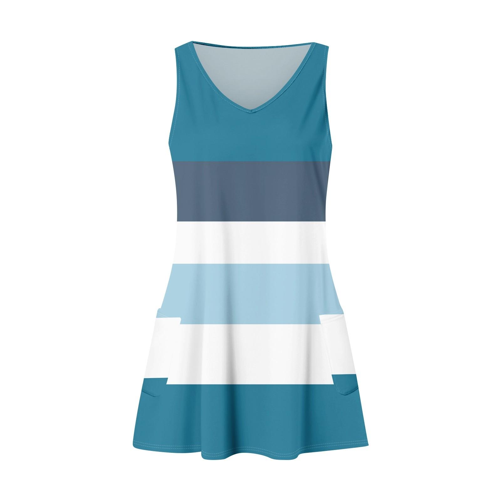 Женское повседневное летнее богемное пляжное платье с принтом и карманами — фото 5