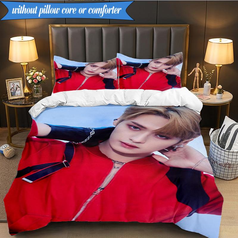 K-pop Group Stray 3pcs K-pop Music Group Bedding set,Ideal for Bedroom, Dormitory,Including Duvet Cover And 2pcs Pillowcases,Fan Gifts