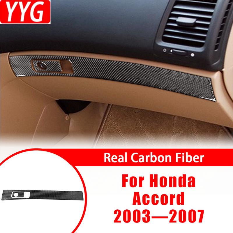 Carbon Fiber Car Accessories Copilot Storage Box Strip Panel Interior Cover Trim Sticker Modification For Honda Accord 2003—2007