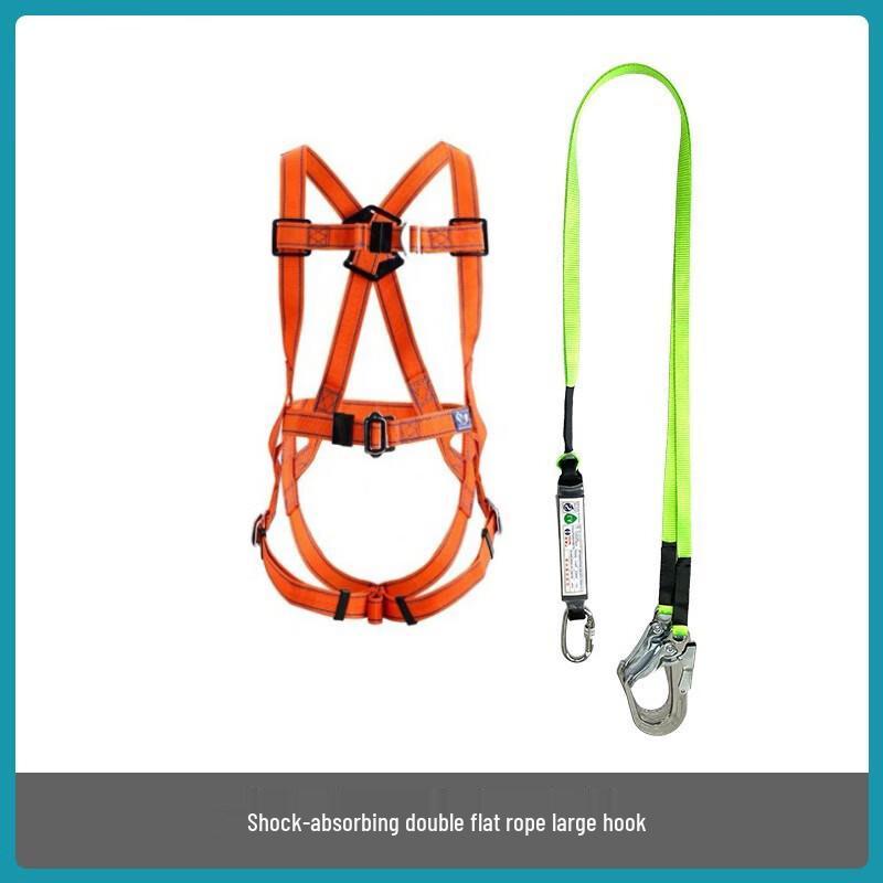 Electrician s Full-Body Fall Arrest Safety Harness Double Flat Rope with Large Hook