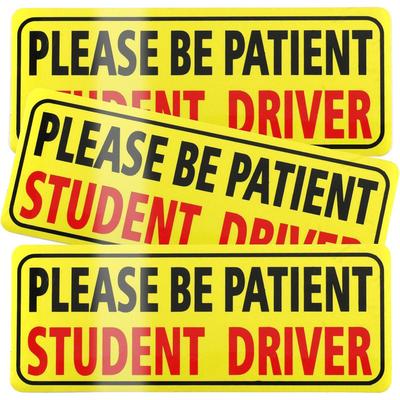 Lot de 3 Aimants Autocollants Conducteur Étudiant Pour Voiture Merci d'être Patient Panneaux de Sécurité Étudiant Adolescent Débutant Novice Pare-chocs