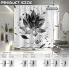 Black And White Lotus Shower Curtain Japanese Anime Floral Shower Curtains For Mens Bath Curtain Set, Waterproof Cloth Fabric