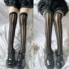 Women Over Knee Thigh High Socks Long Tube Leg Warmers Stocking Dark Vertical Stripe Leggings Sock