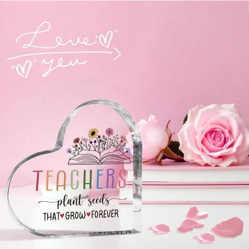 2D Flat Teacher Thank You Gifts Acrylic Desktop Decoration Plaque, Home Decor Plaque Hanging Wall Art Decorative Garden Decoration for Room Door Signs