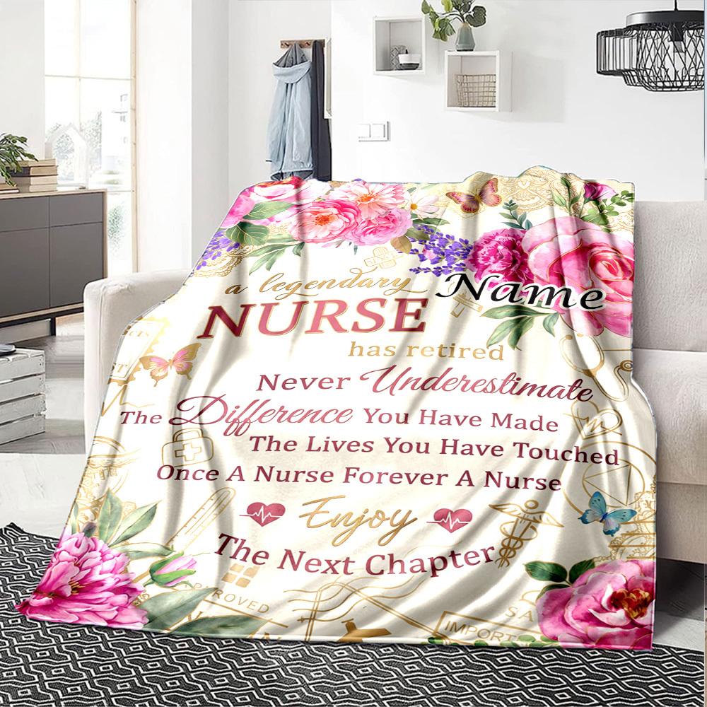 Nurse'S Legacy Blanket Personalized Name Soft Warm And Versatile For Sofa Bed Office And Travel Machine Washable Comfortable In All Seasons Best