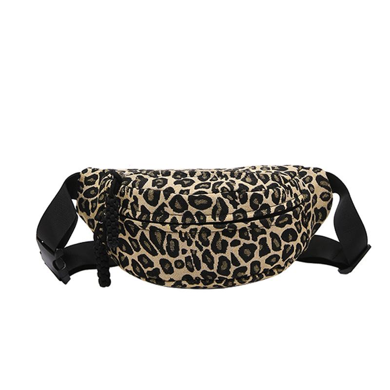 Dierenprint Dames Heuptas Canvas Heuptas Mode Borstas Mode Schouder Crossbody Tassen Tailleband Tas black