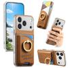 Luxury Ring Holder Cards Solt Leather Case for iPhone 18 Pro Max 17 16 15 14 13 Plus Shockproof Camera Protection Stand Cover