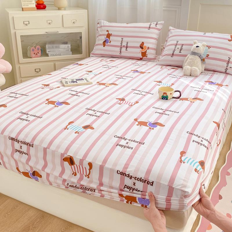 Baby Grade Pure Cotton Fitted Mattress Protector Fresh Washable Cotton Bed Sheet Full Set 3 Pieces Soft Breathable Durable Bed Cover