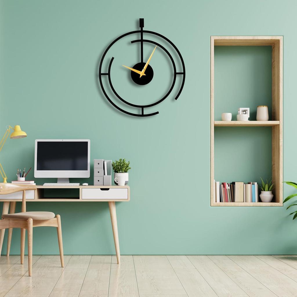 Analog Wall Clock for Home & Office | Big Size Stylish Latest Home Decor | (40 X 40 CM) | Black Color (Battery Included)