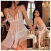 Sex Underwear Sexy Free Large Size Light Luxury Sweet Mesh Deep V Suspender Nightdress Lace Robe Uniform Women