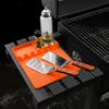 Barbecue Pad for Camp Cooking Tables with Side Shelf Fit, Channel Top, and Corner Tray for Meal Service Daily Use