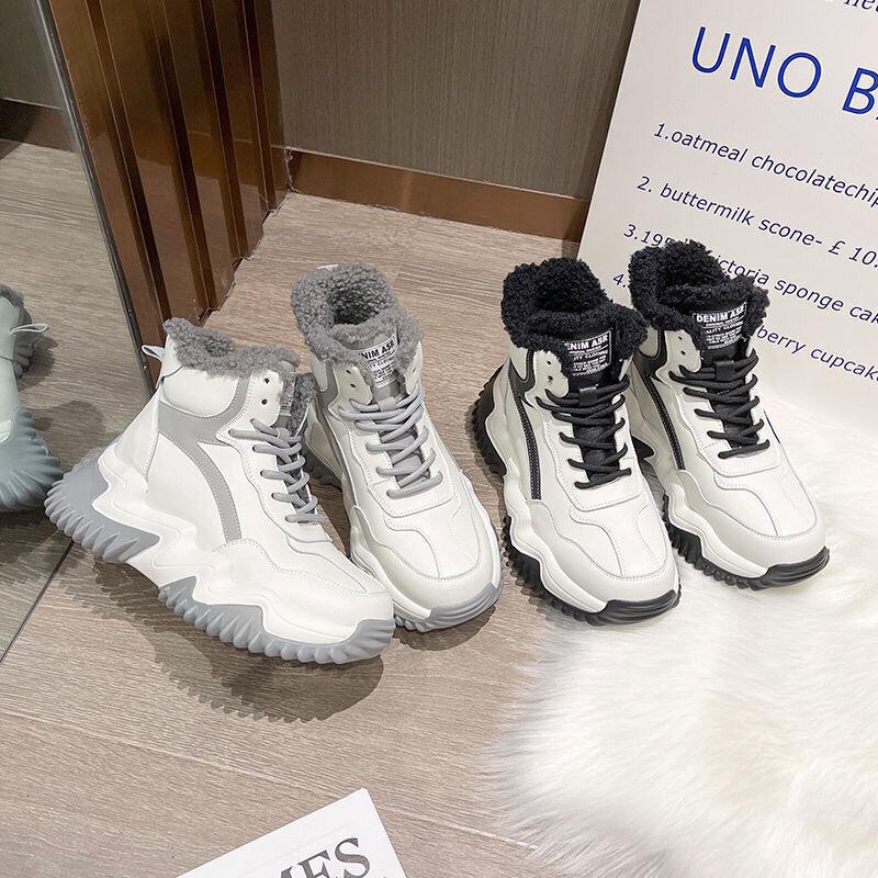 Fashion Popular Women's Cotton Shoes with Thick Fleece and Warm Snow Boots Anti Slip and Anti Freezing Casual Sports Cotton Shoes