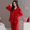 Red Pajamas Women'S Autumn And Winter Island Fleece Thickened Fleece Winter Thin Fleece Coral Fleece Natal Year Flannel Loungewear