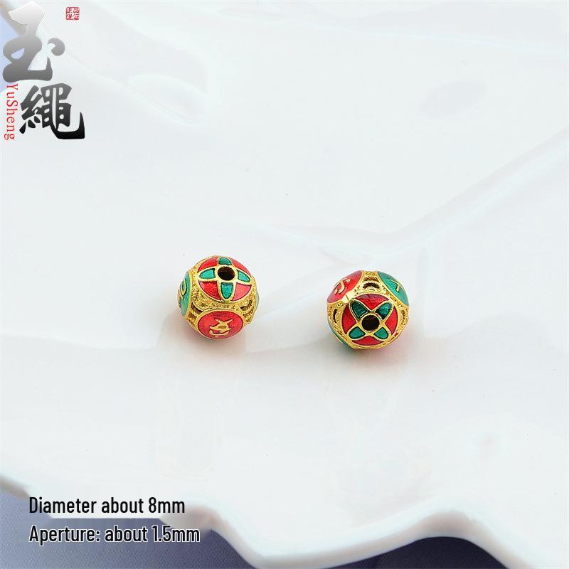 Ancient Gold Enamel Hollow Beads for DIY Bracelets & Necklaces