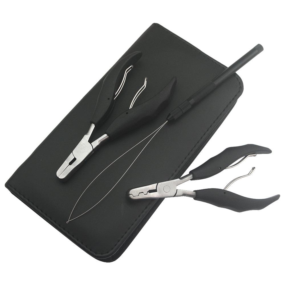 Hair Extension Plier Set Hair Extension Tools Stainless Steel Beads Hair Clip Scissor for Weft Hair Extensions Micro Pliers