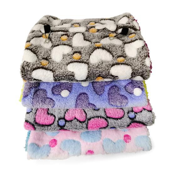 Pet Bird Parrot Plush Heart Print Warm Soft Hanging Hammock Sleeping Bed Nests