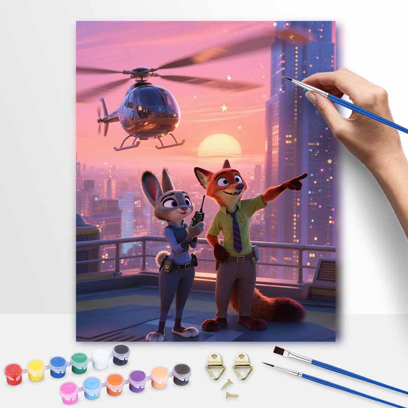 Disney Zootopia digital oil painting art painting handmade diy home decorations
