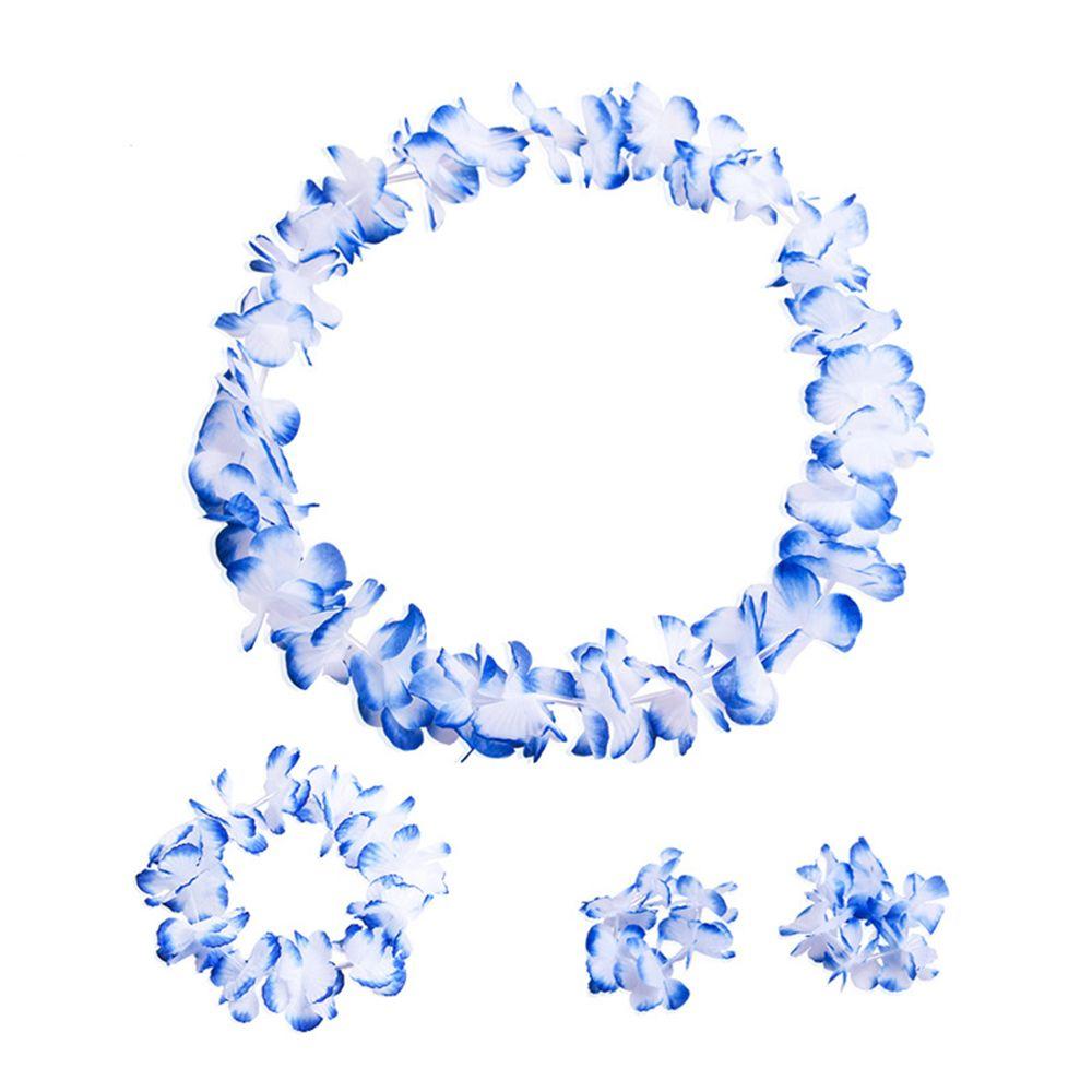 Hawaiian Beach Leis Necklace  Artificial Flowers Leis Necklace Summer Beach Flower Wreath Garland Wedding Birthday Decoration