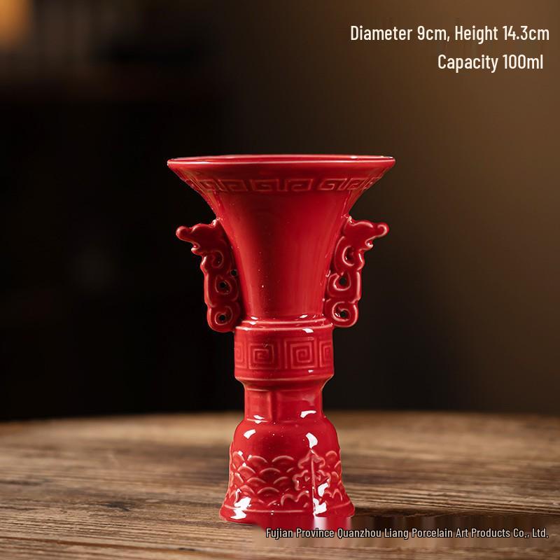 Античный celadon кубок Гу: Высоконогий, большого объема стакан для вина Байцзю в стиле ретро-легкой роскоши