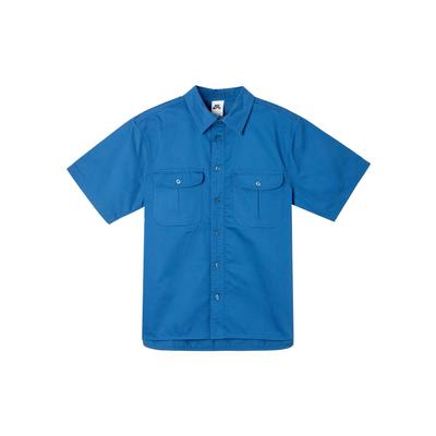 Camiseta de Manga Corta de Skateboarding SB Tanglin Tejido Sólido Tops Unisex Azul Industrial FQ0400-457