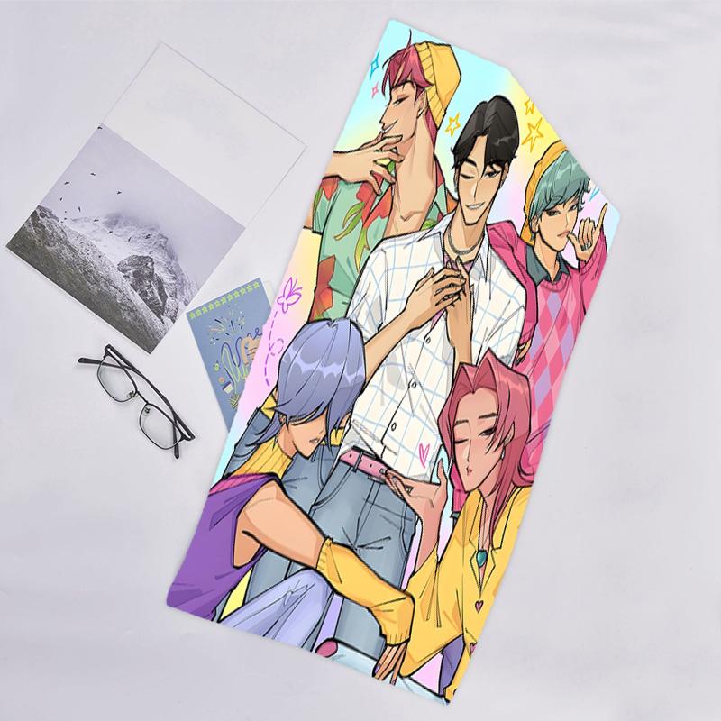 1pc KPop Demon Hunters SAJA BOYS1 Beach Towel, Beach and Seaside Swimming Pool Equipment, Fashion Pattern, Rectangular, Travel Essentials