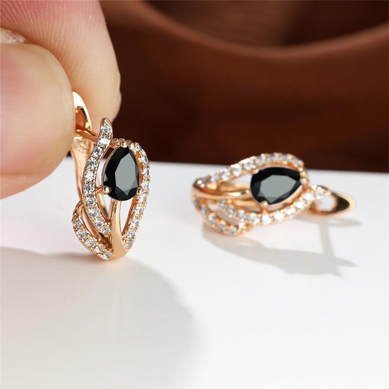 Cute Female Yellow Zircon Stone Hoop Earrings Trendy Gold Color Wedding Jewelry For Women