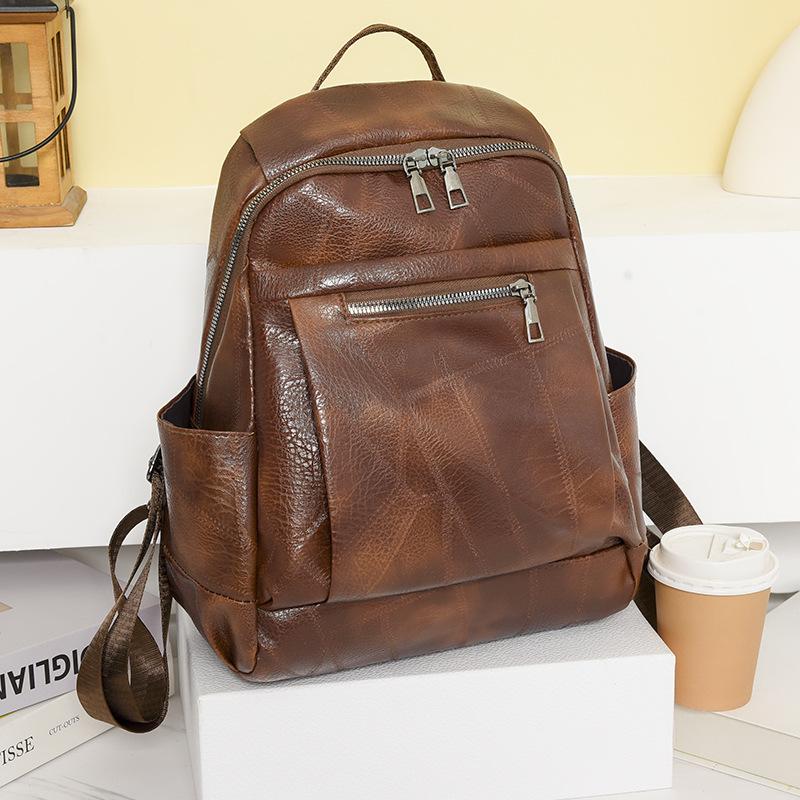 Travel Backpack for Women Large Capacity Retro Women's Soft Leather Backpack