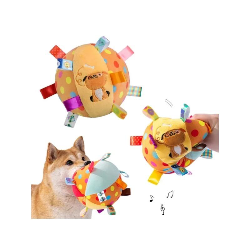 Interactive Ball Dog Toy for Aggressive Chewers Training Decompress Bite Resistant Plush Handle Dog Toys with Bells Pet Supplies