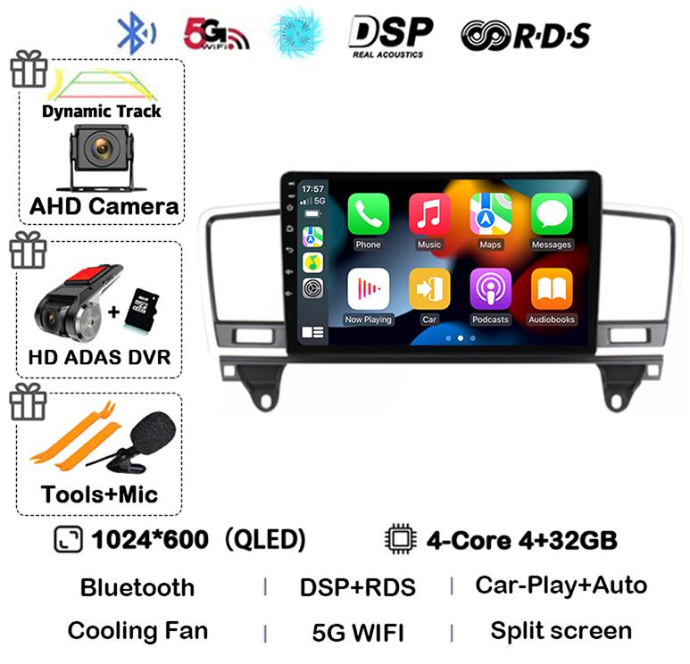 Android 14 Carplay Auto Car Radio For Mercedes-Benz M-Class M Class W166 ML 2011 2012 2013 2014 2015 GPS Multimedia Video Player